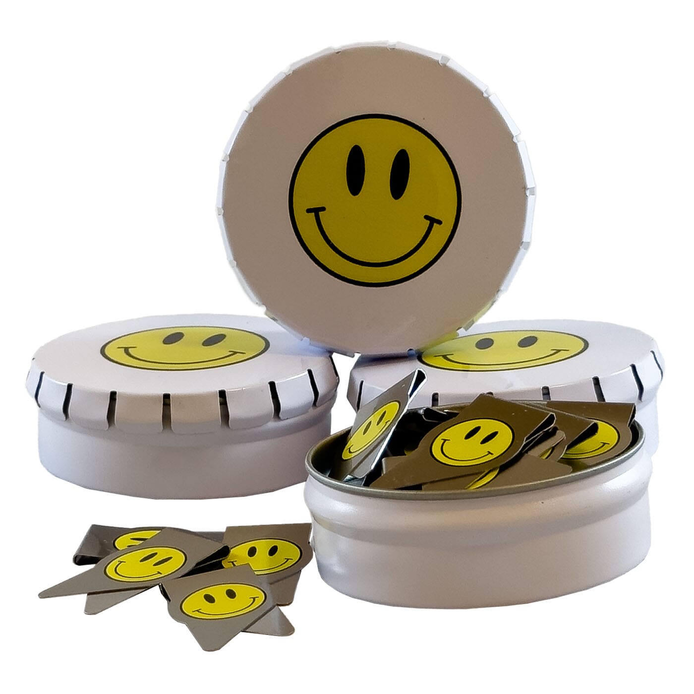 Smiley Büroklammer in Blechdose, Clipfactory