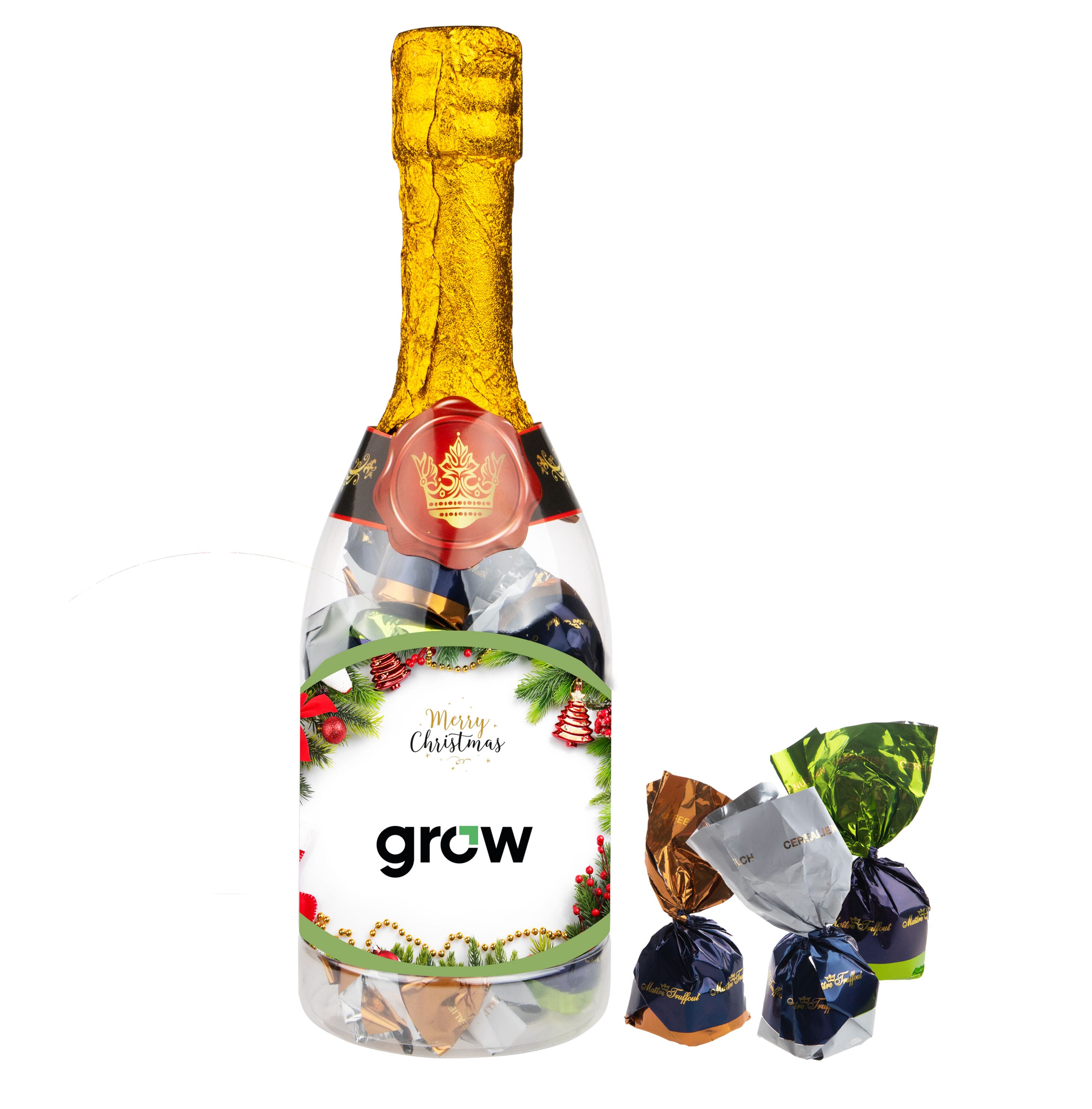 Champagnerflasche mit Schokoladen Pralinen, The Peppermint Company