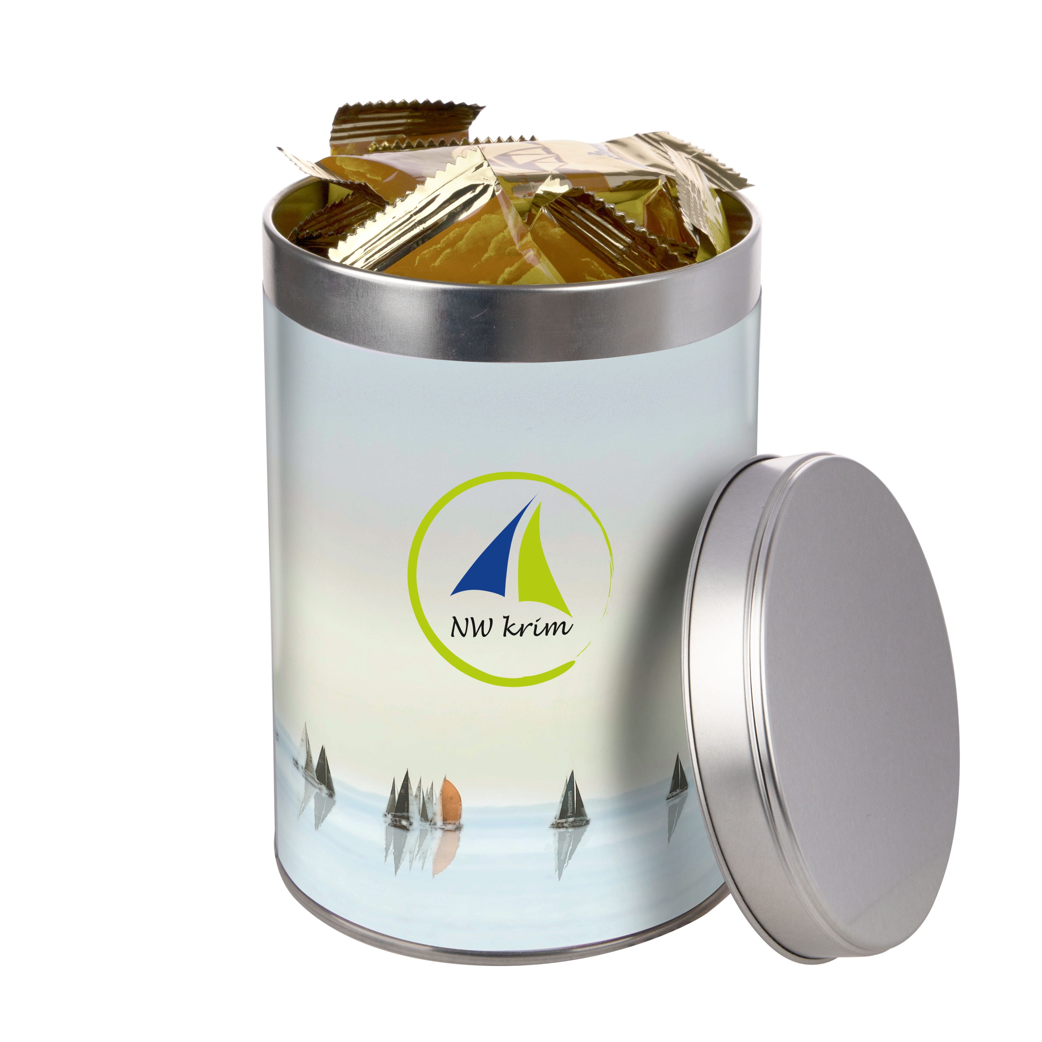 Hohe runde Dose gefüllt mit Keksen, The Peppermint Company