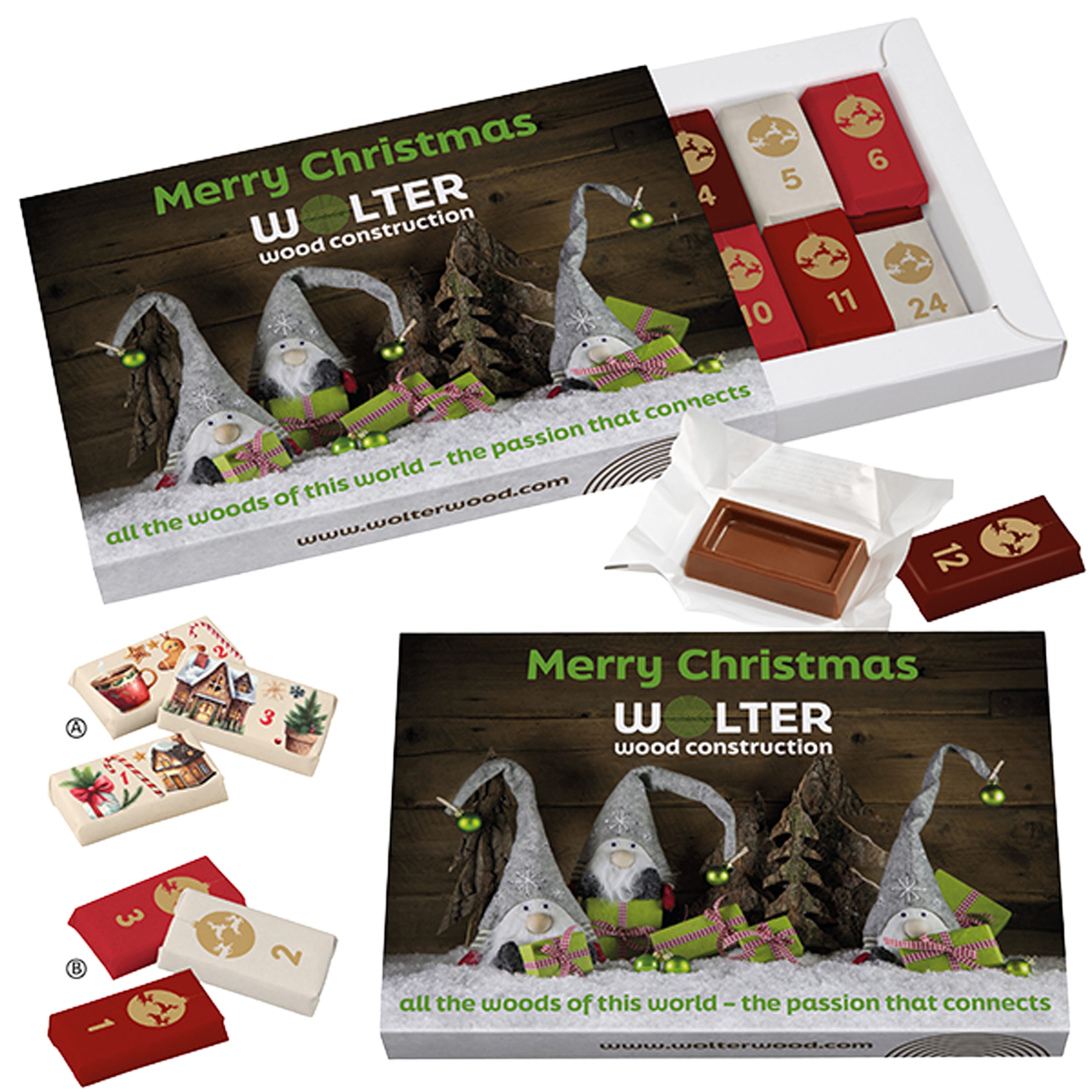 Adventbox mit 24 nummerierten Schokoladen, The Peppermint Company